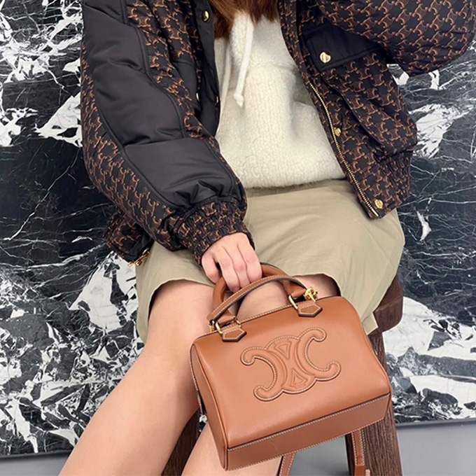 celine triomphe leather boston handbag
